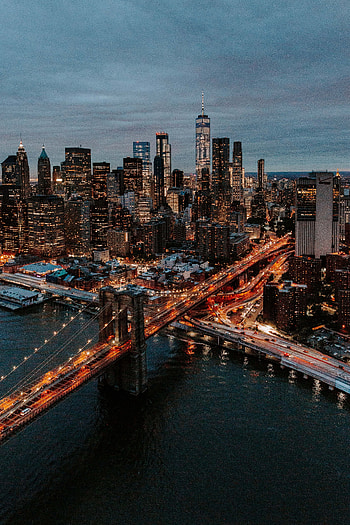 Cities, City Lights, Skyscrapers, Bridge, Megapolis, Megalopolis, Urban Landscape, Cityscape, Embankment, Quay HD phone wallpaper