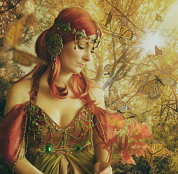 Autumn, redhead, toamna, annewipf, fantasy, girl HD wallpaper
