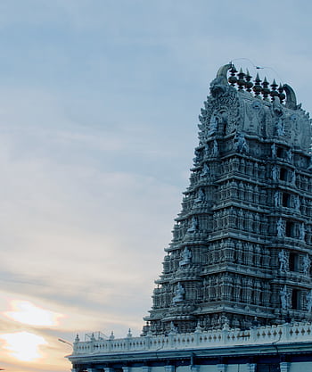 The ornate Chamundeshwari Temple in Mysuru, India, captured against a serene evening sky. HD phone wallpaper