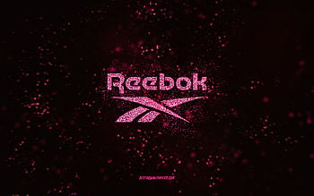 Reebok glitter logo, , black background, Reebok logo, pink glitter art, Reebok, creative art, Reebok pink glitter logo HD wallpaper