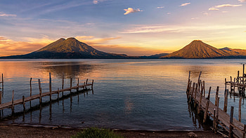Sunrise at Lake Atitlan, Panajachel Guatemala, Windows 10 spotlight , Tranquil beauty HD wallpaper