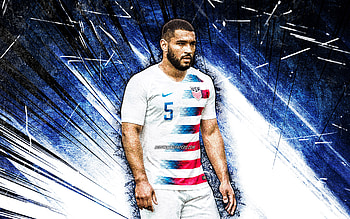 Cameron Carter-Vickers, grunge art, USA National Team, soccer, Cameron Robert Carter-Vickers, footballers, blue abstract rays, Cameron Carter-Vickers , American soccer team HD wallpaper