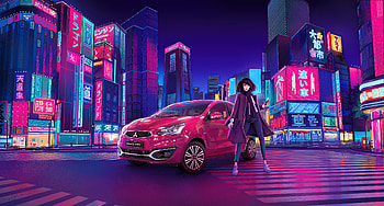 Mitshubishi Ride , retrowave, artist, artwork, digital-art, artstation HD wallpaper