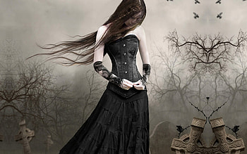 Gothic art, Haunting visuals, Dark backgrounds, Atmospheric mood HD wallpaper