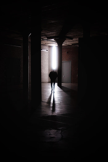 Dark, Shine, Light, Silhouette, Premises, Room, Human, Person HD phone wallpaper