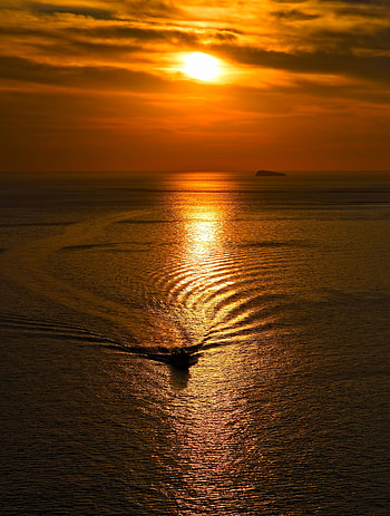 Nature, Sunset, Sea, Waves, Horizon HD phone wallpaper