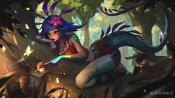 Neeko, art, fantasy, yiqian zhang, vulpe, chameleon, girl, fox HD wallpaper