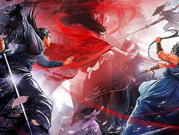 Battle, anime, guy, swords, art HD wallpaper