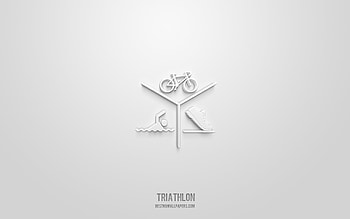triathlon 3d icon, sport background, 3d symbols, triathlon, sport icons, 3d icons, triathlon sign, sport 3d icons HD wallpaper