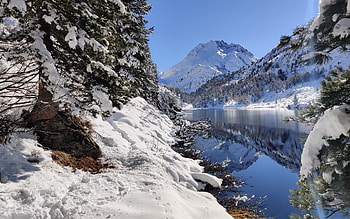 Lägh da Cavloc, Switzerland, water, alps, mountains, reflections, sky HD wallpaper