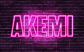 Happy Birtay Akemi, , pink neon lights, Akemi name, creative, Akemi Happy Birtay, Akemi Birtay, popular japanese female names, with Akemi name, Akemi HD wallpaper