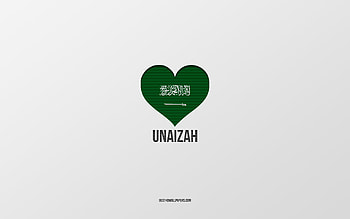 I Love Unaizah, Saudi Arabia cities, Day of Unaizah, Saudi Arabia, Unaizah, gray background, Saudi Arabia flag heart, Love Unaizah HD wallpaper