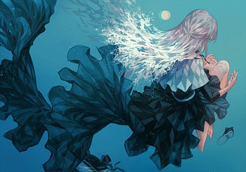Sadness, blue, sad, kanekiru, white, black, anime, girl, manga HD wallpaper