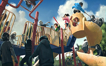 Funny, People, Children, , Zombies HD wallpaper