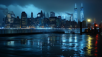 Blue Reflections: of a Stunning Cityscape Skyline, skyline, cityscape, blue HD wallpaper