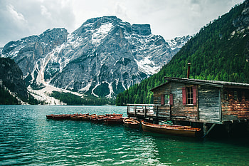 Nature, Mountains, Building, Boat, Slope HD wallpaper