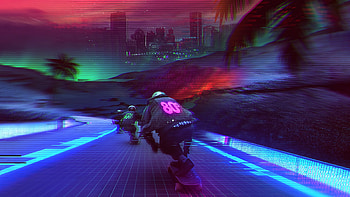 Midnight Longboarding , artist, artwork, digital-art HD wallpaper