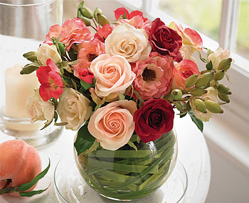 ROSES, VASE, PETALS, FRUIT, CANDLE HD wallpaper