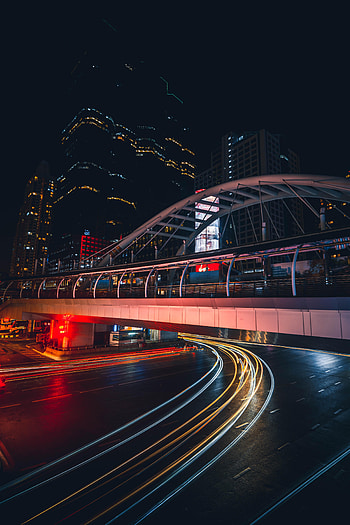 Light, Cities, City, Building, Shine, Road, Long Exposure, Bridge HD phone wallpaper
