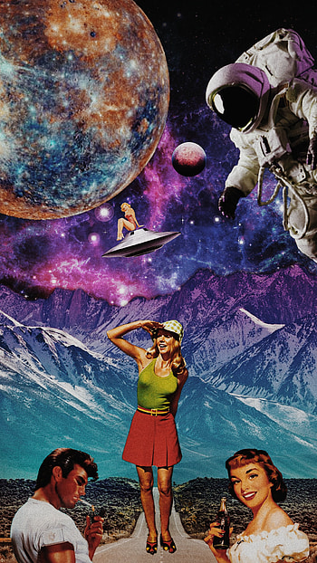 Space Tourist, surrealismo, surrealism, espacial, retro HD phone wallpaper