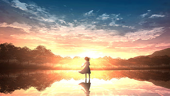 Anime, landscape, girl, sky, cloud, anime girl, anime landscape, Sky Anime HD wallpaper