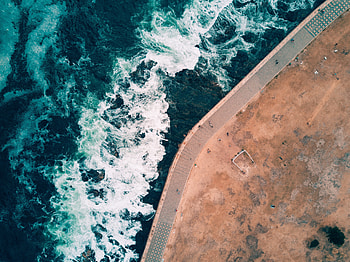 Waves, coast, aerial view HD wallpaper