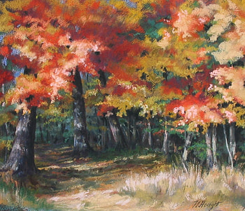 Fall Walk, painted, autumn, forest, walk HD wallpaper