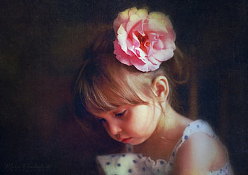 Girl with Tender Eyes, tender, soft, girl, flower HD wallpaper
