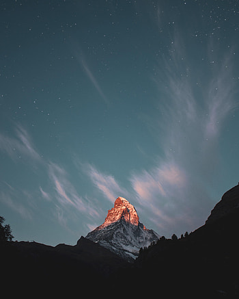 Nature, Snow, Vertex, Top, Starry Sky, Snow Covered, Snowbound HD phone wallpaper