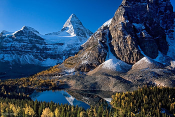 Mount Assiniboine, Banff NP, plants, trees, sky, canada, alberta, lake HD wallpaper