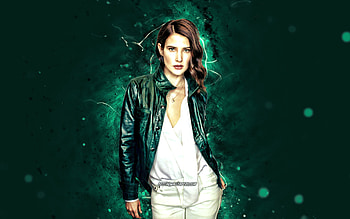 Cobie Smulders, , turquoise neon lights, canadian actress, Hollywood, canadian celebrity, Jacoba Francisca Maria Smulders, Cobie Smulders HD wallpaper