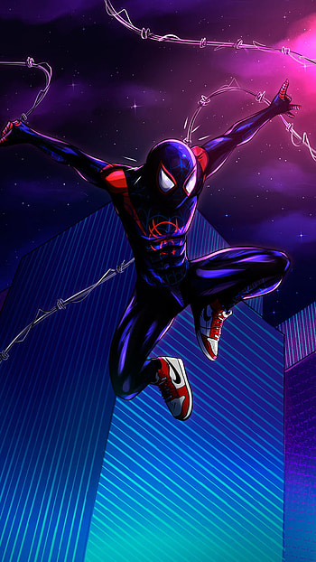 muscular spider man, electric blue, art, spider man, webs, colour full HD phone wallpaper