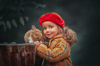Little Girl, Girl, Bunny, Smile, Coat HD wallpaper