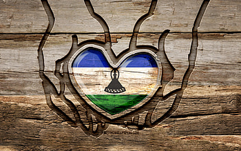 I love Lesotho, , wooden carving hands, Day of Lesotho, Lesotho flag, Flag of Lesotho, Take care Lesotho, creative, Lesotho flag in hand, wood carving, african countries, Lesotho HD wallpaper