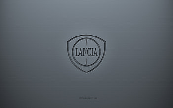 Lancia logo, gray creative background, Lancia emblem, gray paper texture, Lancia, gray background, Lancia 3d logo HD wallpaper