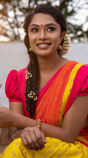 Akshatha Sreedhar, saree beauty HD phone wallpaper