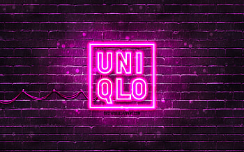 Uniqlo purple logo, , purple brickwall, Uniqlo logo, brands, Uniqlo neon logo, Uniqlo HD wallpaper