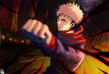 Yuji Itadori, Jujutsu Kaisen, Anime, Pink Hair, School Uniform HD wallpaper