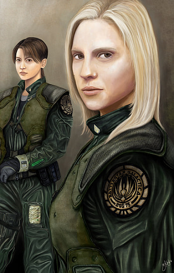 Starbuck, Boomer, Battlestar Galactica, Fan art HD phone wallpaper