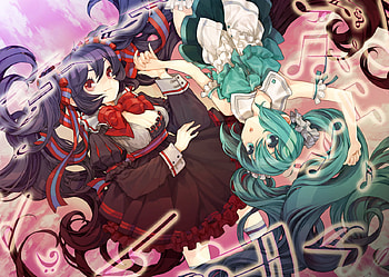 H/Zatsune Miku, sexy, blue eyes, purple hair, hatsune miku, cute, blue hair, vocaloid, long hair, purple eyes, anime, twintails, zatsune miku, girls HD wallpaper
