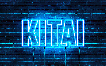 Happy Birtay Kitai, , blue neon lights, Kitai name, creative, Kitai Happy Birtay, Kitai Birtay, popular japanese male names, with Kitai name, Kitai HD wallpaper
