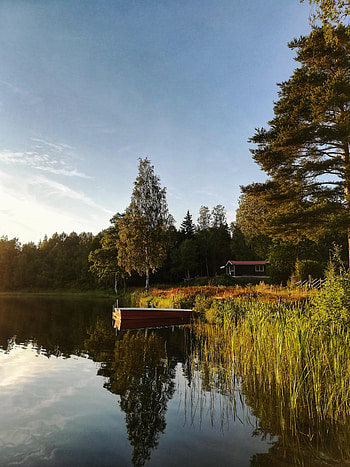 Nature, Houses, Sky, Lake, Forest, Boat HD phone wallpaper