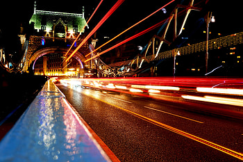 Cities, Night, City, Lights, Road, Bridge HD wallpaper