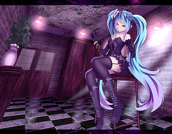 Purple Room, ivine, nice, hatsune, maiden, female, sexy, sweet, splendid, hatsune miku, twintail, house, gorgeous, hot, girl, checkers, purple, anime girl, anime, pretty, twin tail, lantern, lovely, home, sublime, lamp, floor, vocaloid, twin tails, dress, long hair, beauty, miku, lady, twintails, muki hatsune, room, beautiful HD wallpaper