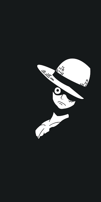 Monochrome Luffy — One Piece Straw Hat, white, black, Monkey D. Luffy, Anime, One Piece, black anime, white anime HD phone wallpaper