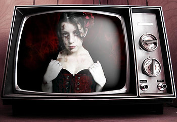 God is in the TV, fantasy, contained, woman HD wallpaper