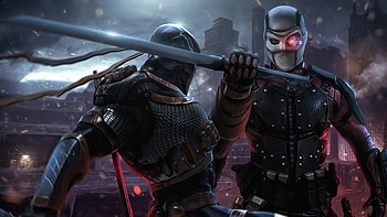 Deathstroke Vs Deadshot Fight , deathstroke, deadshot, superheroes, artist, artwork, digital-art, artstation HD wallpaper