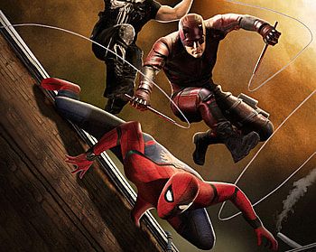 Spiderman Daredevil Punisher Fan Art, spiderman, daredevil, punisher, artwork, digital-art, artist, deviantart HD wallpaper