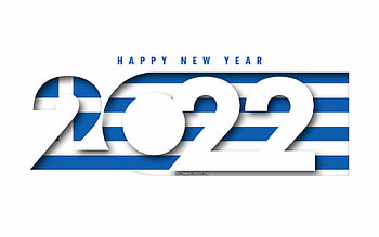 Happy New Year 2022 Greece, white background, Greece 2022, Greece 2022 New Year, 2022 concepts, Greece, Flag of Greece HD wallpaper
