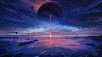 Artistic Sunset Beyond the Cosmos, artistic, sunset HD wallpaper